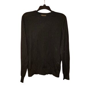 Thomas Dean Mens Sweater Black Merino Wool Blend‎ Crew Neck Size Small